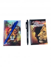 Caderneta de anota��o Le�o com caneta 1 kit