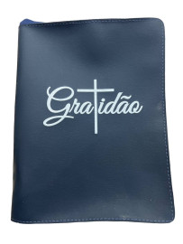 Capa B�blia Gratid�o n�mero 13 com z�per  1 unidade azul