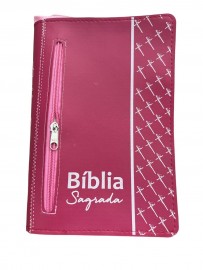 Capa Bblia sagrada nmero 11 com zper  1 unidade rosa