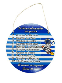 Quadro mandamentos do quarto menino mdf unidade