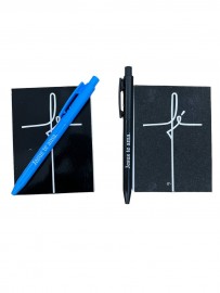 Bloco de anota��o F� preto com  caneta 1 kit