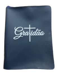 Capa B�blia Gratid�o n�mero 13 com z�per  1 unidade azul