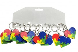 Autismo cora��o MDF chaveiro - 12 unidades