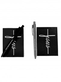 Bloco de anota��o Jesus preto com  caneta 1 kit