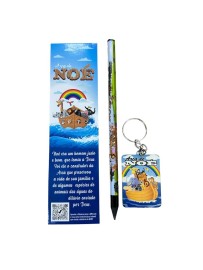 Marca pagina chaveiro e l�pis arca de no� 10 kit 