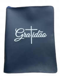 Capa B�blia Gratid�o n�mero 13 com z�per  1 unidade azul