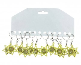 Chaveiro 12 tribos estrela de Davi pl�stico 12 unidades