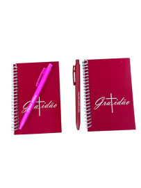 Caderneta de anota��o gratid�o pink com caneta 1 kit