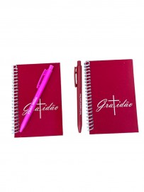 Caderneta de anota��o gratid�o pink com caneta 1 kit