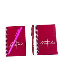 Caderneta de anota��o gratid�o pink com caneta 1 kit