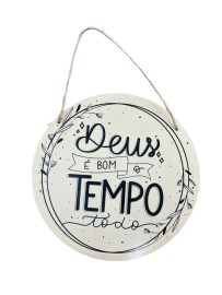 Quadro Deus � bom MDF com corda unidade